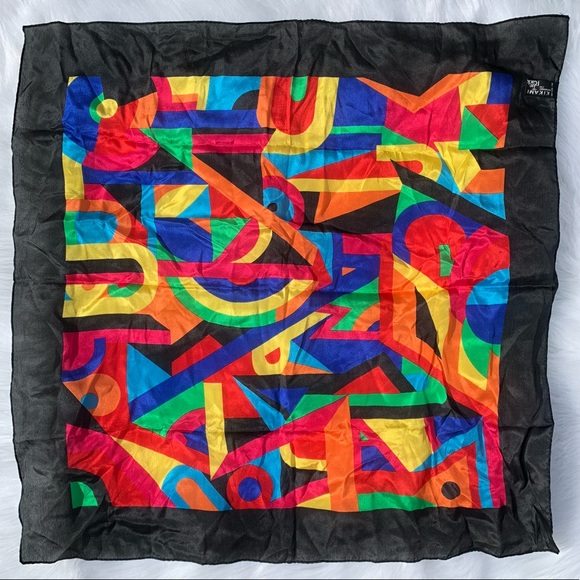 Vintage Accessories - 100% Silk colorful Mod Vintage Scarf